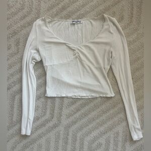 Princess Polly White Ribbed Long Sleeve Twist Top